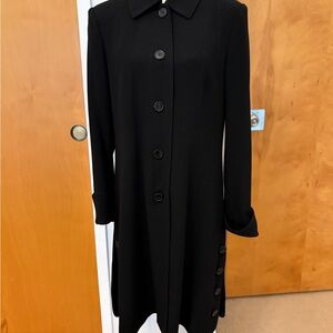 Zelda - Vintage Black Longline Button Front Alexa Suit Coat Fold-Over Cuff